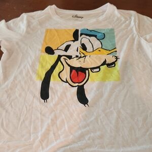 Disney Kids White Tee with Goofy and Donald Graphic